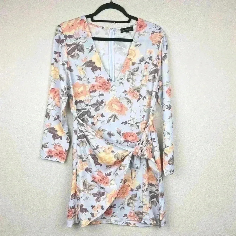 MAJORELLE Women Large Houston Dress In Reincarnation Tie Waist Floral Mini Dress